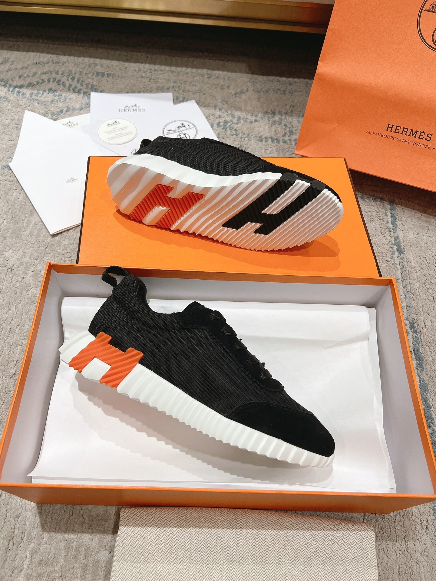 Hermes Bouncing Sneaker Black Orange - immagine 5
