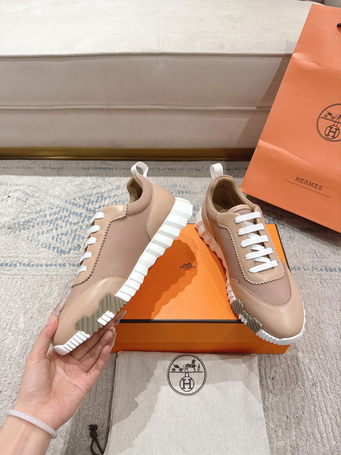 Hermes Bouncing Sneaker Beige Lin - immagine 5