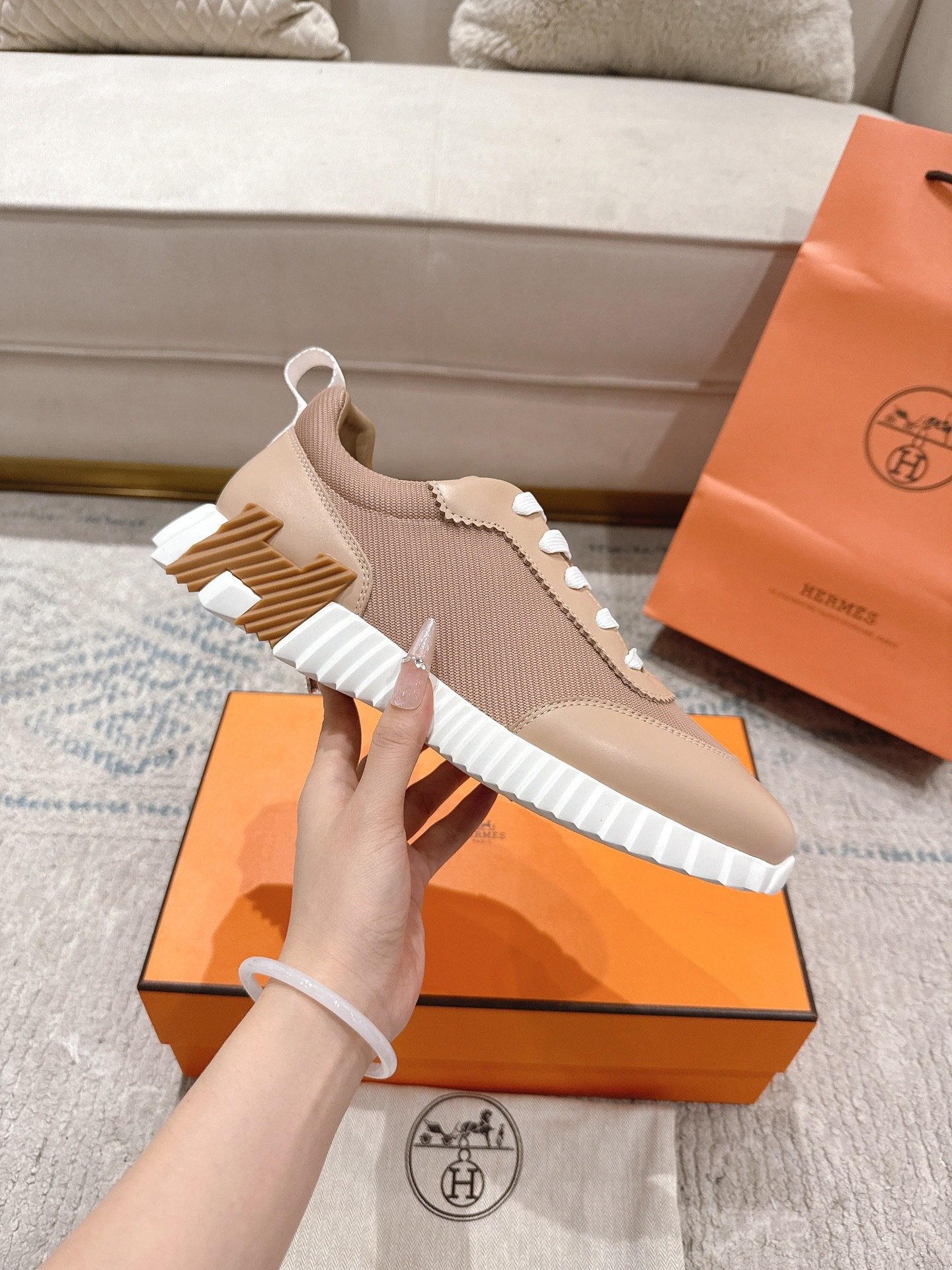 Hermes Bouncing Sneaker Beige Lin - immagine 3