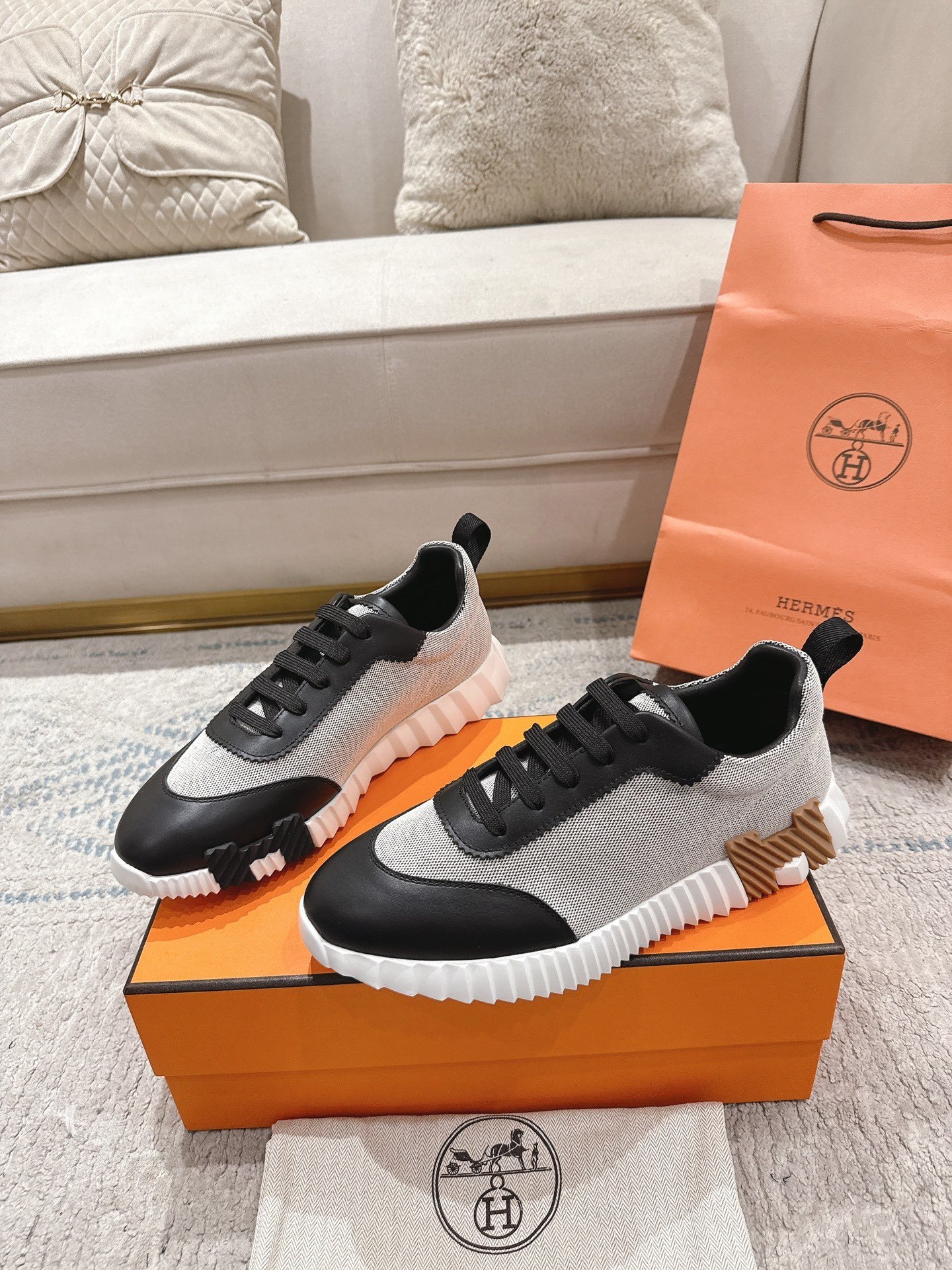 Hermes Bouncing Sneaker Grey Black - immagine 3