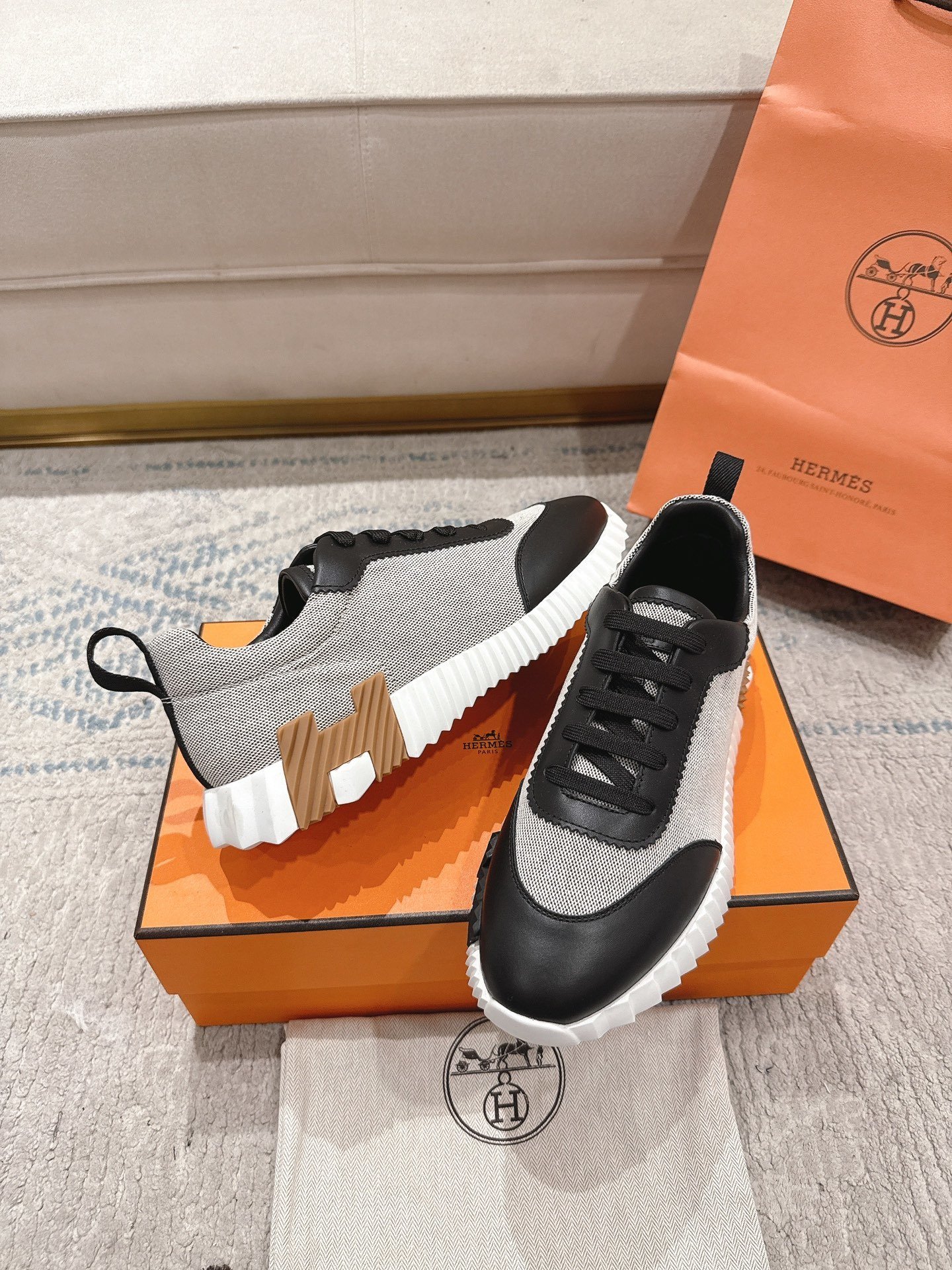 Hermes Bouncing Sneaker Grey Black - immagine 4