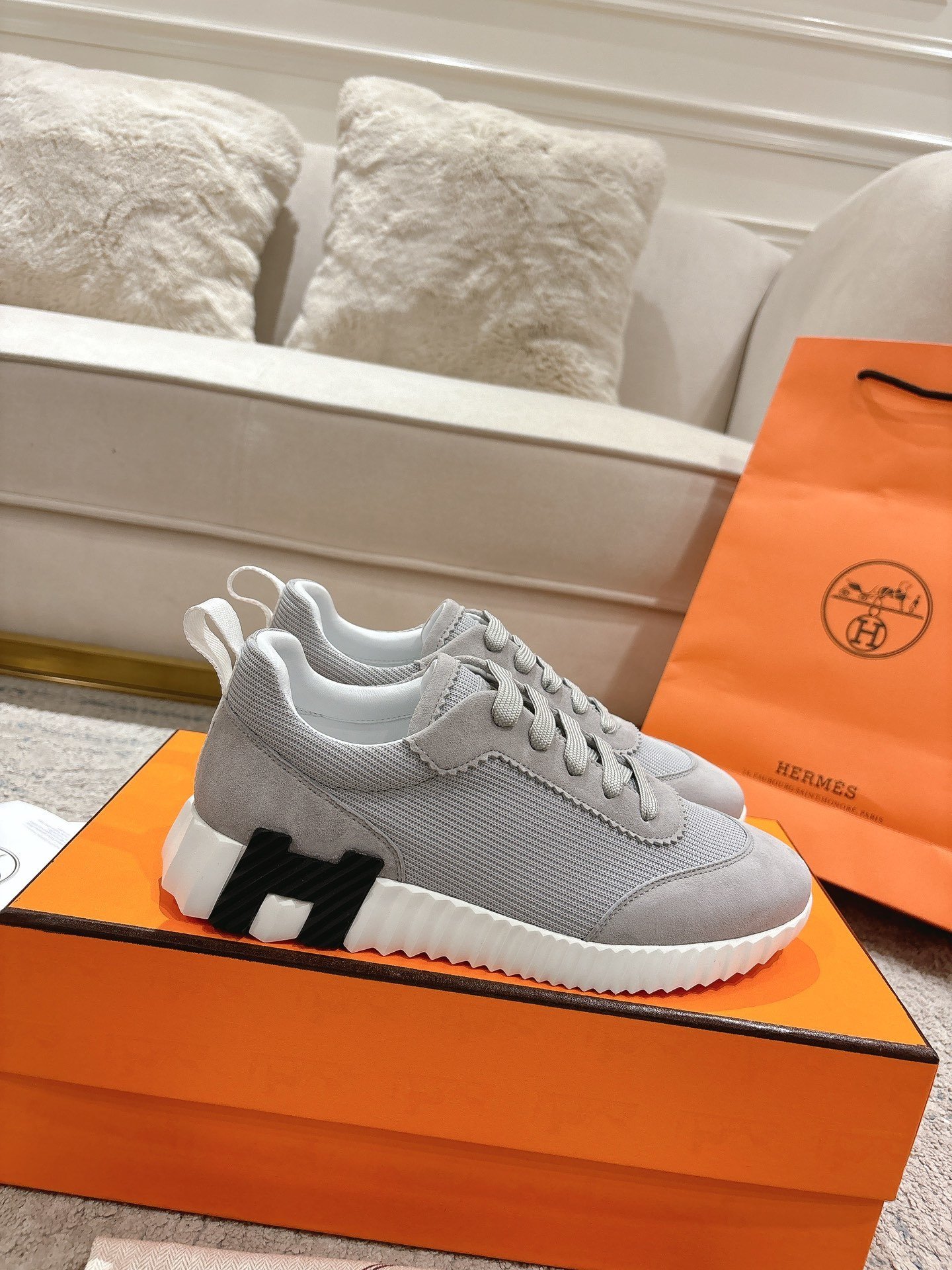 Hermes Bouncing Sneaker Grey Suede - immagine 3