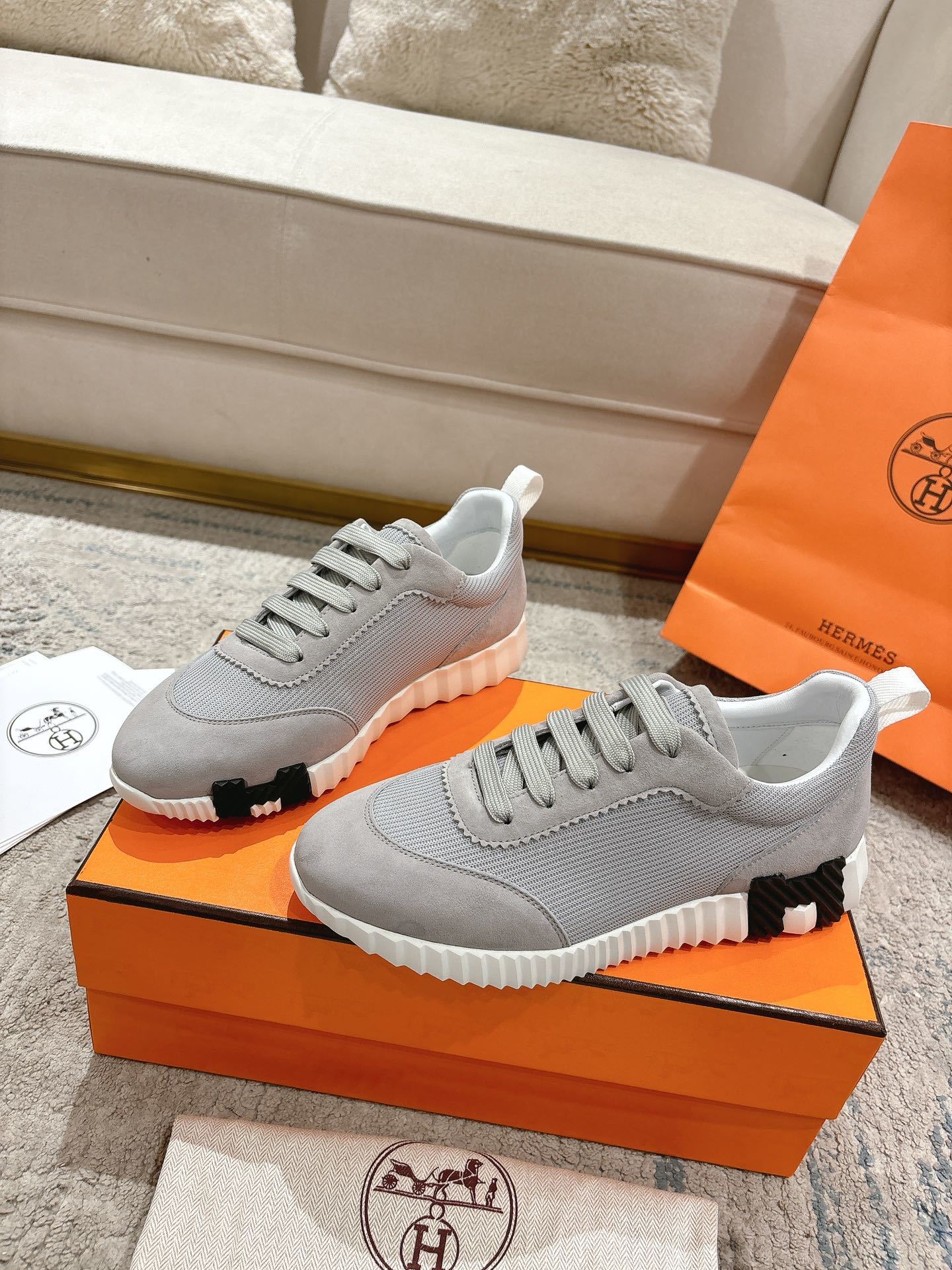 Hermes Bouncing Sneaker Grey Suede - immagine 4