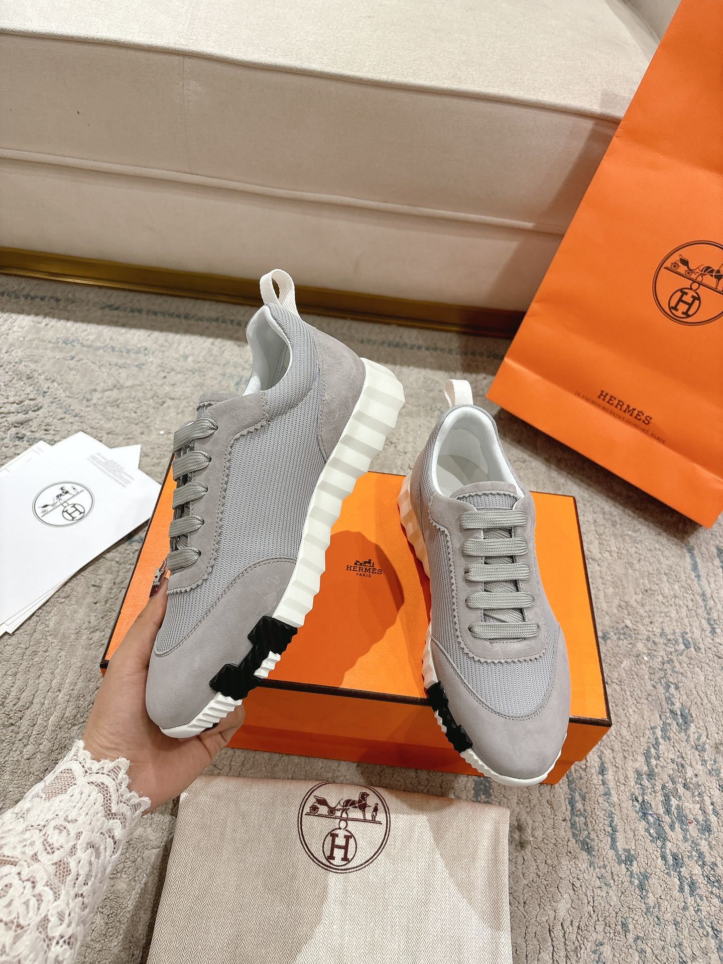 Hermes Bouncing Sneaker Grey Suede - immagine 5