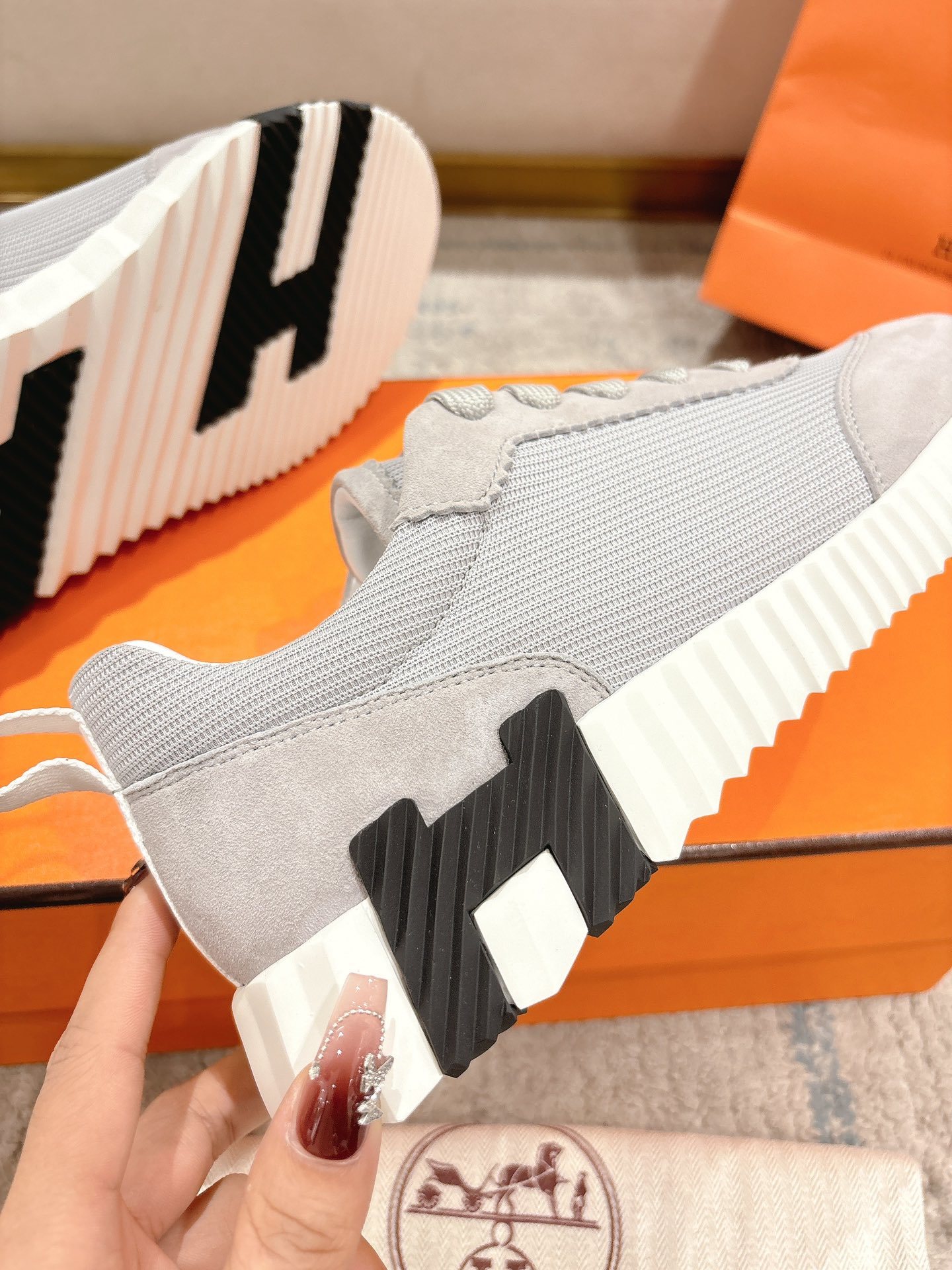 Hermes Bouncing Sneaker Grey Suede - immagine 6