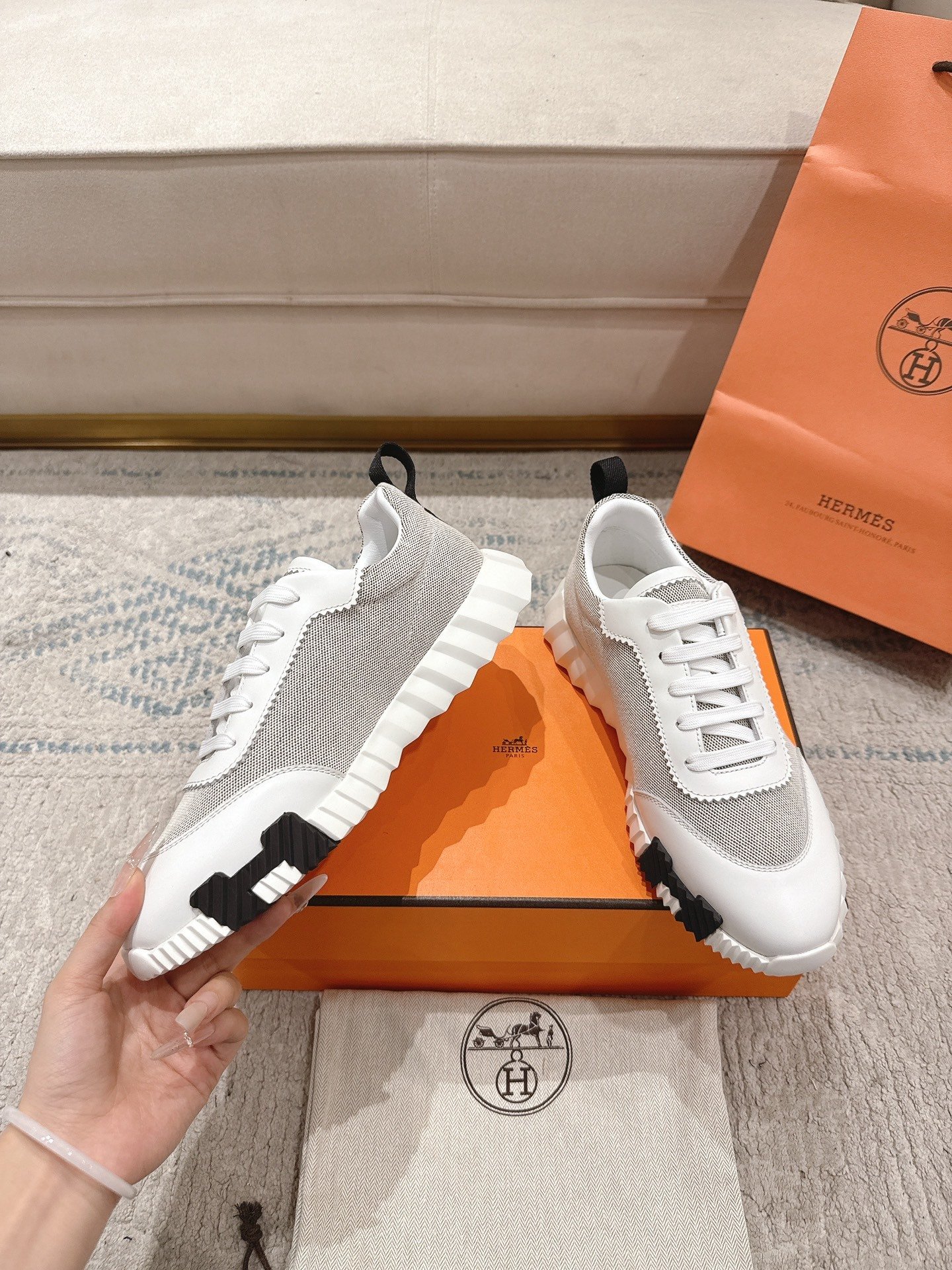 Hermes Bouncing Sneaker Grey White - immagine 4