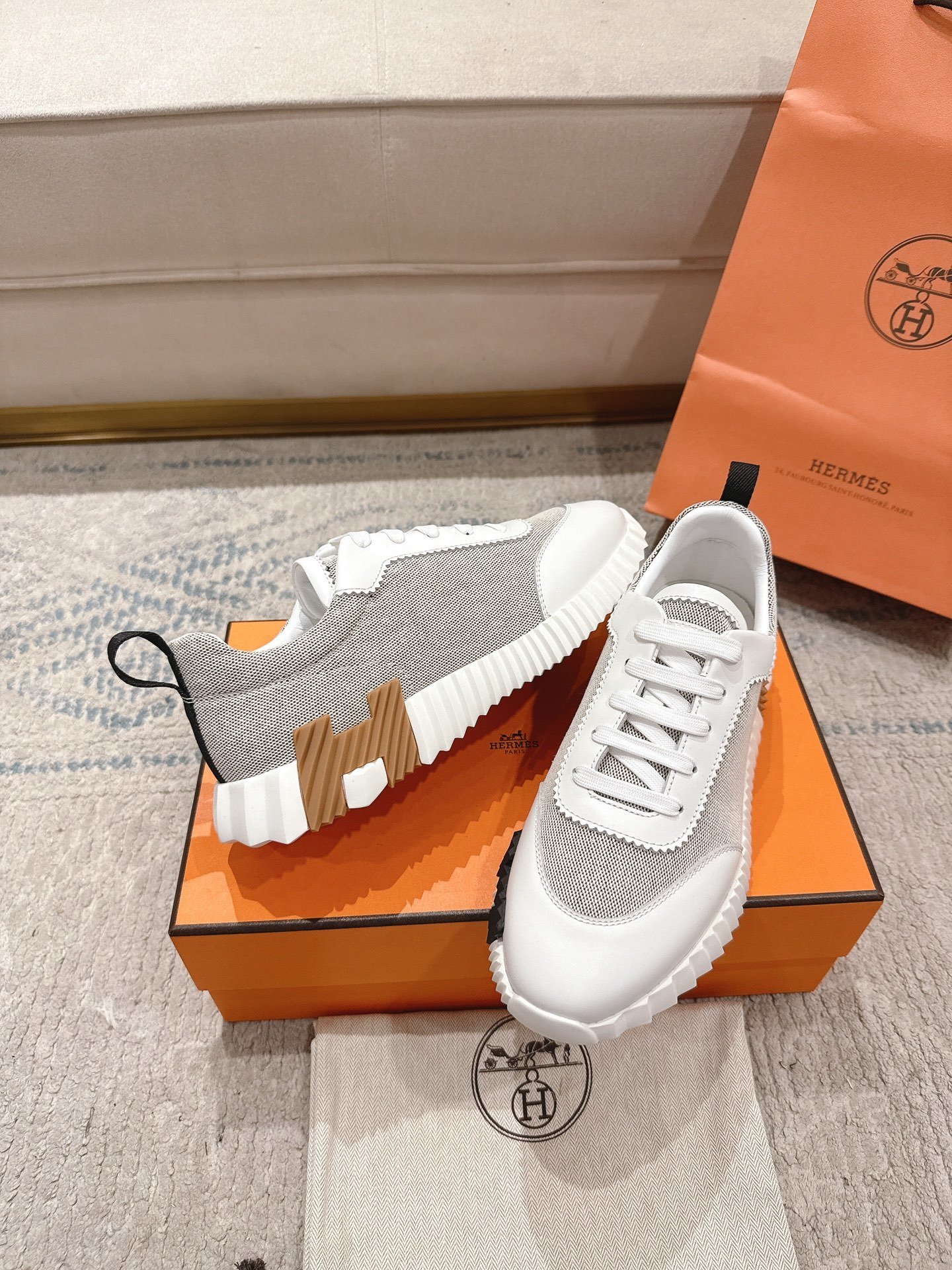 Hermes Bouncing Sneaker Grey White - immagine 5