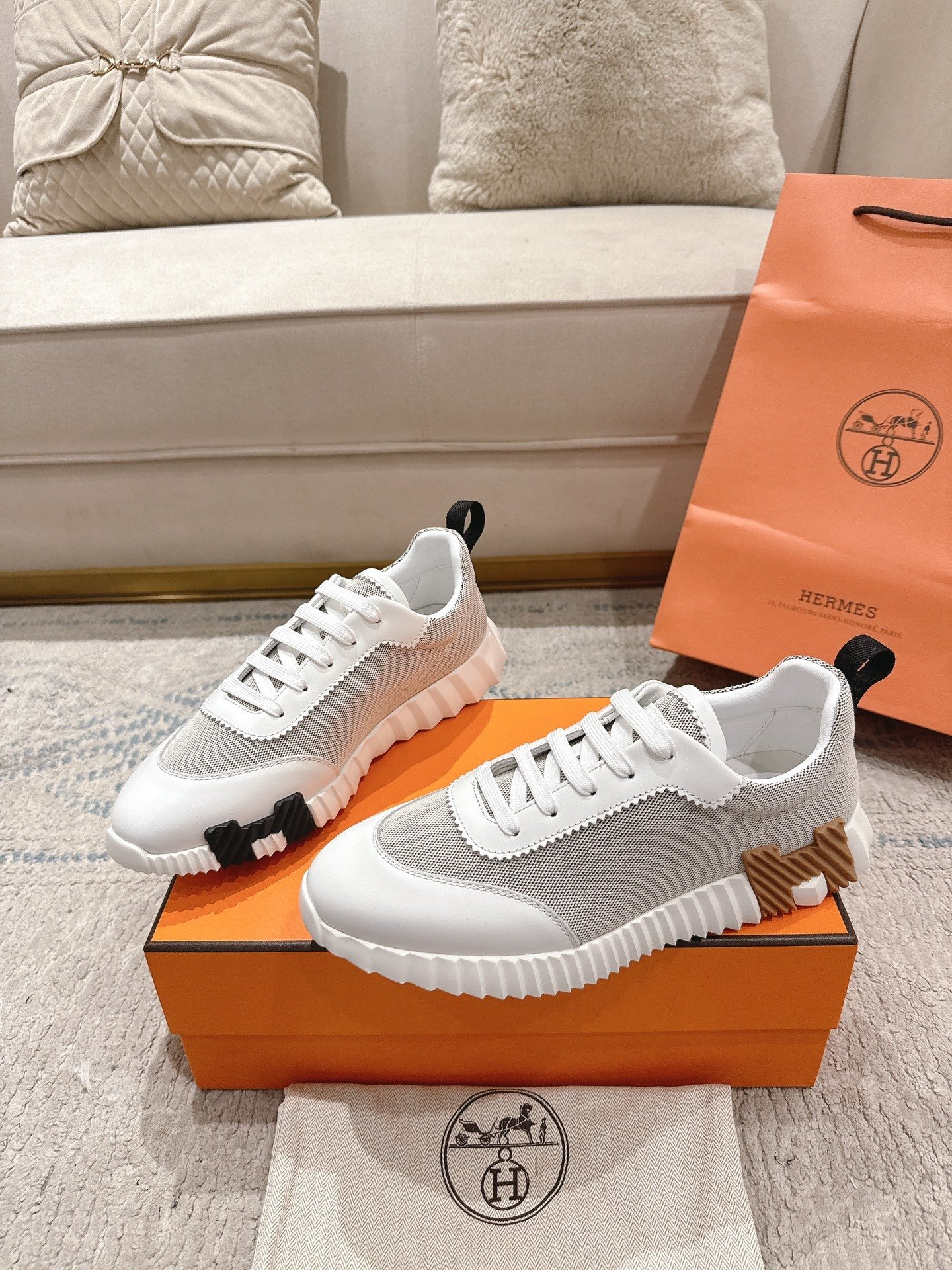 Hermes Bouncing Sneaker Grey White - immagine 6