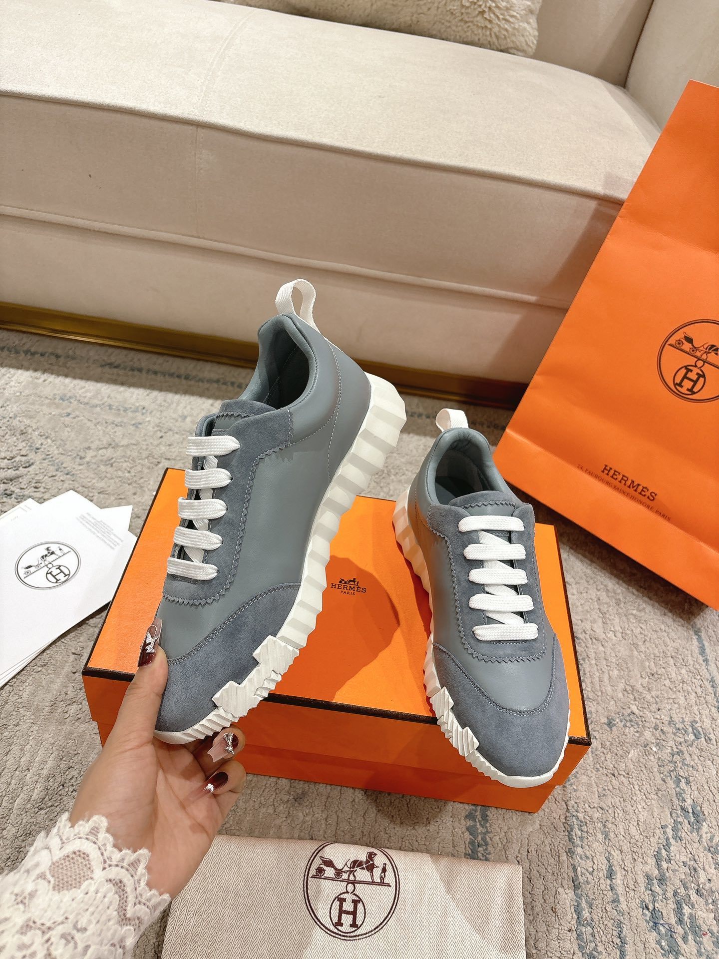 Hermes Bouncing Sneaker Gris Orage - immagine 4
