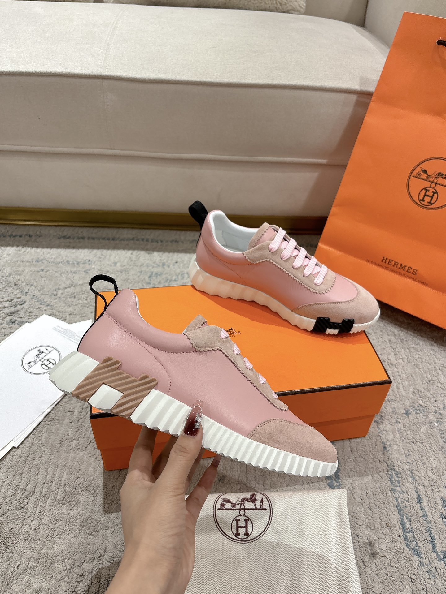 Hermes Bouncing Sneaker Rose - immagine 2