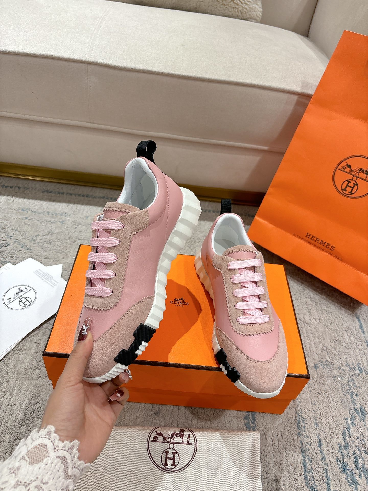 Hermes Bouncing Sneaker Rose - immagine 4