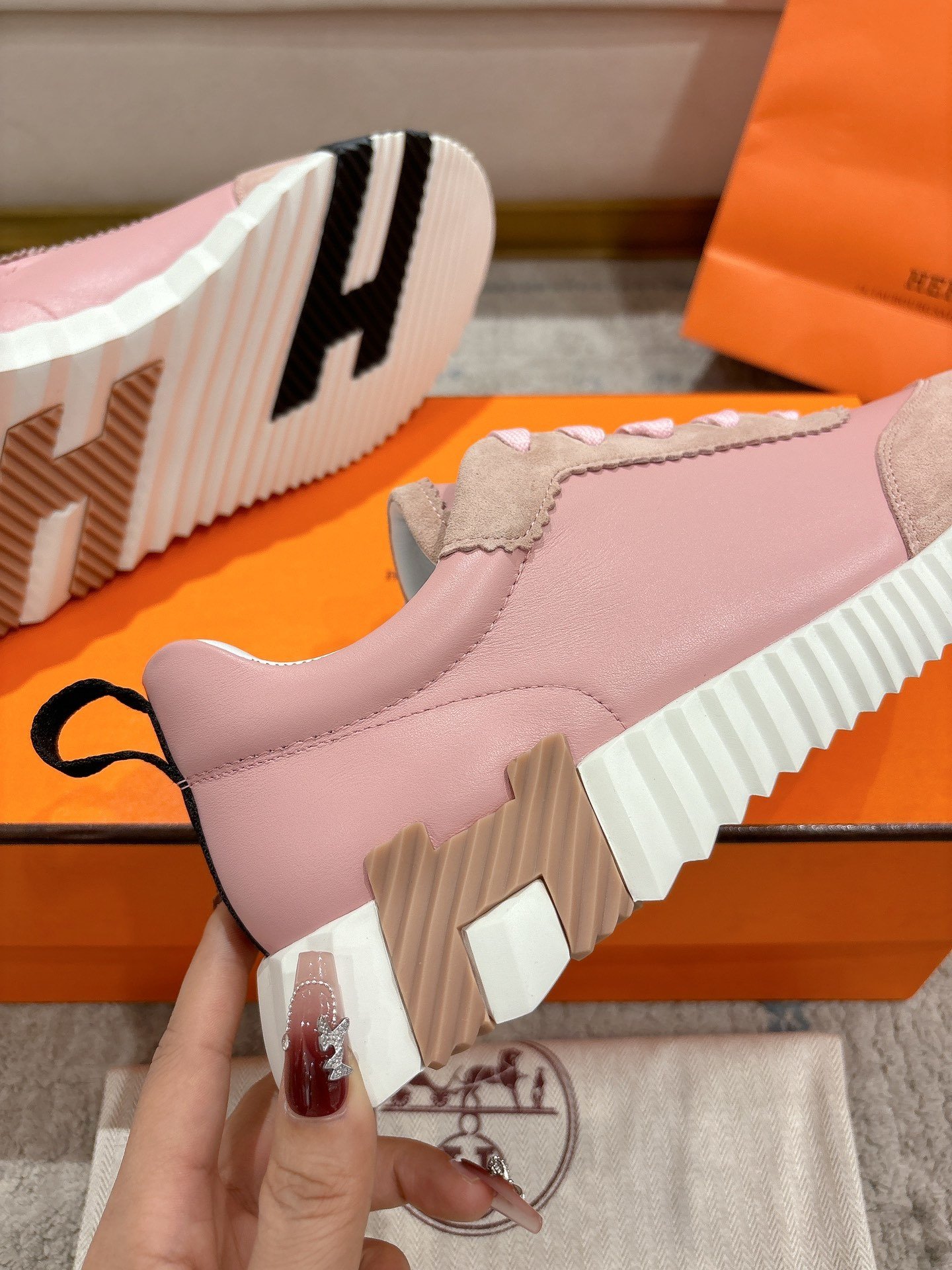Hermes Bouncing Sneaker Rose - immagine 6