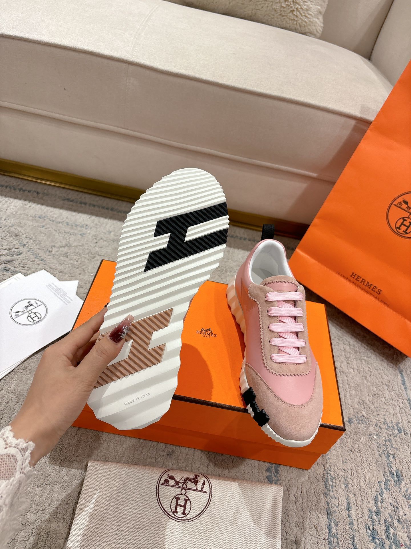 Hermes Bouncing Sneaker Rose - immagine 7