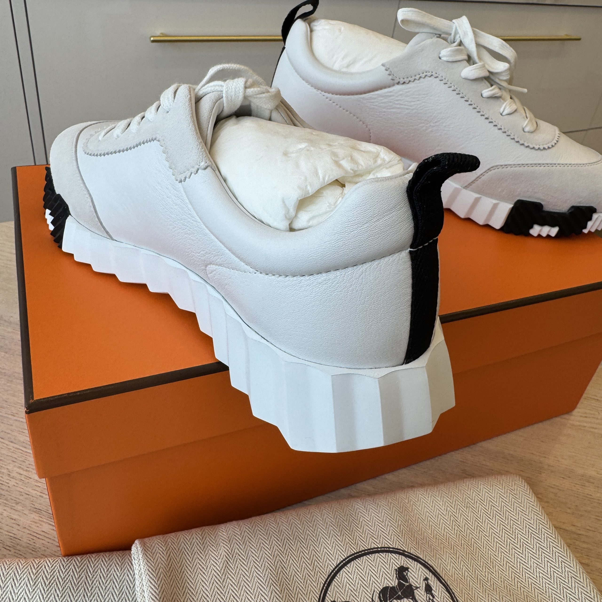 Hermes Bouncing Sneaker White/Black - immagine 5