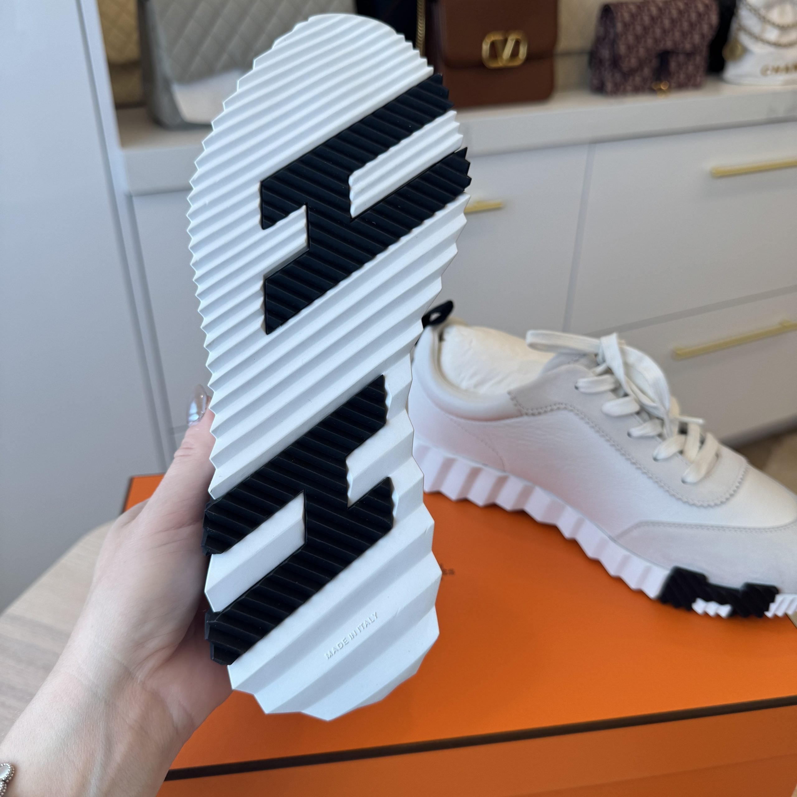 Hermes Bouncing Sneaker White/Black - immagine 6