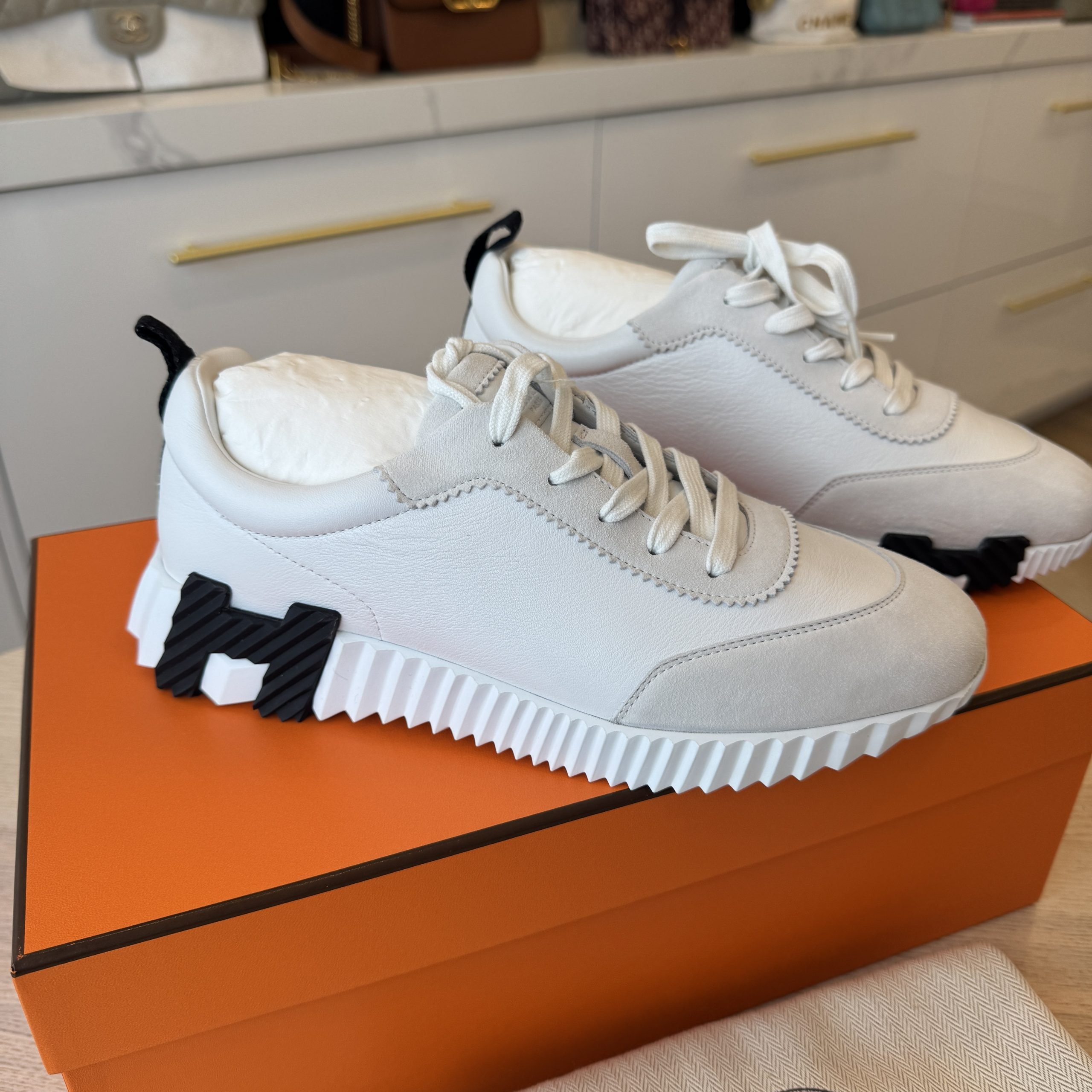 Hermes Bouncing Sneaker White/Black - immagine 2