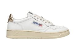 Medalist Low Sneakers In White And Gold Leather