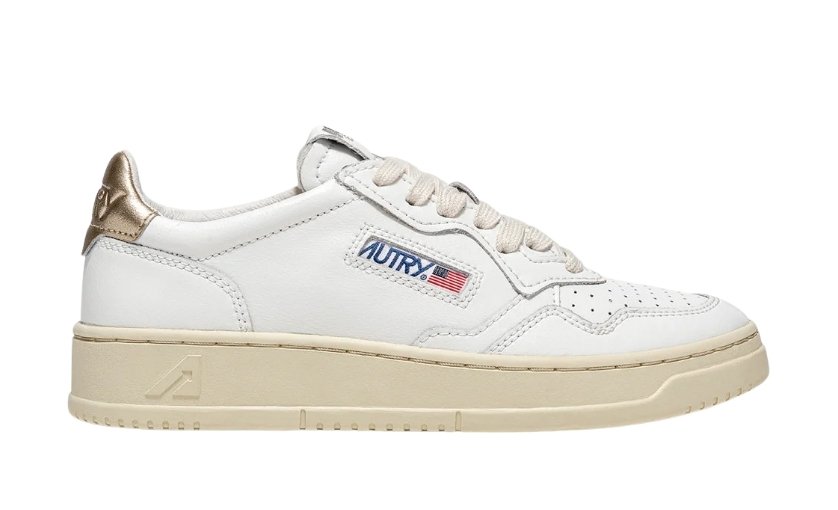 Medalist Low Sneakers In White And Gold Leather