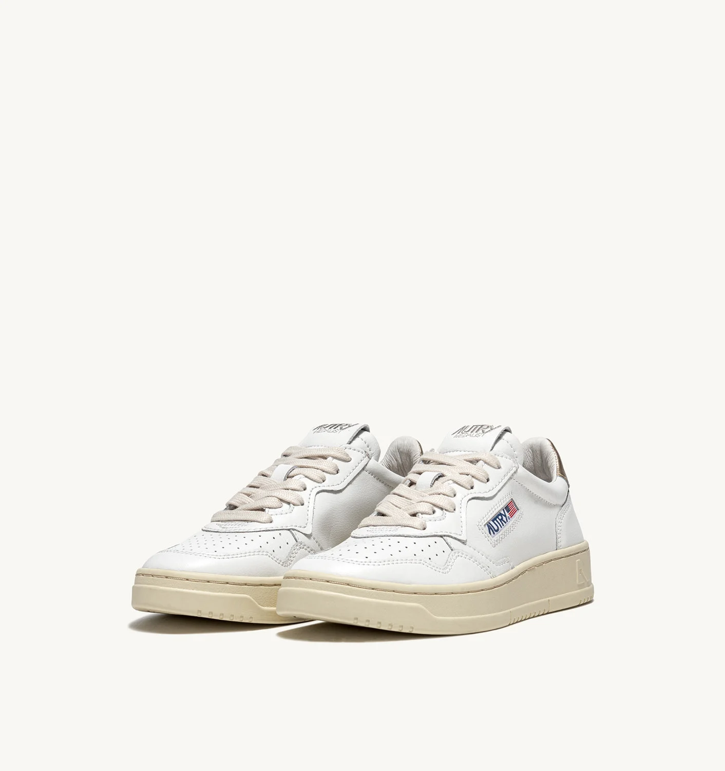 Medalist Low Sneakers In White And Gold Leather - immagine 2