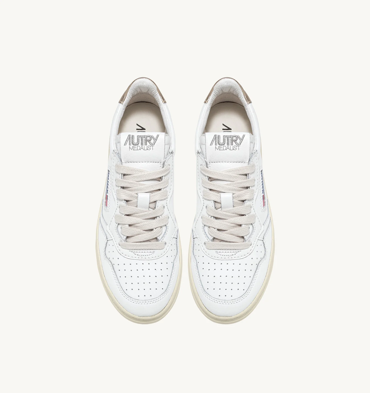 Medalist Low Sneakers In White And Gold Leather - immagine 5