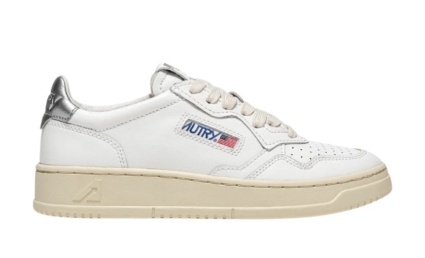Medalist Low Sneakers In White And Silver Leather